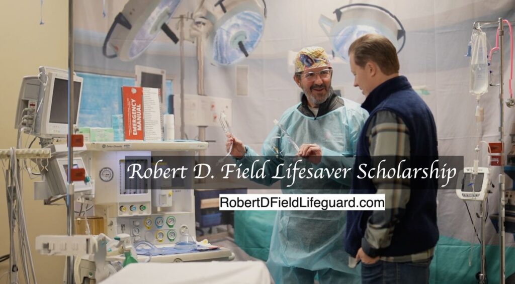 Retired flight nurse Bob Field with David Olson